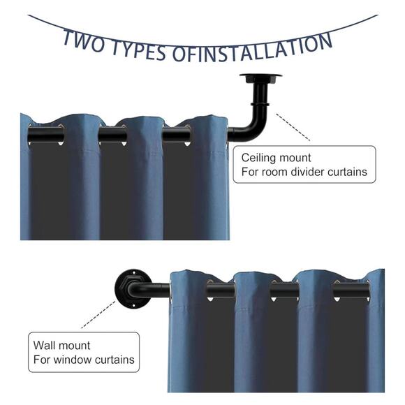 Byondeth Curtain Rod โ Adjustable Blackout Wrap Around (Black) - Picture 4 of 6